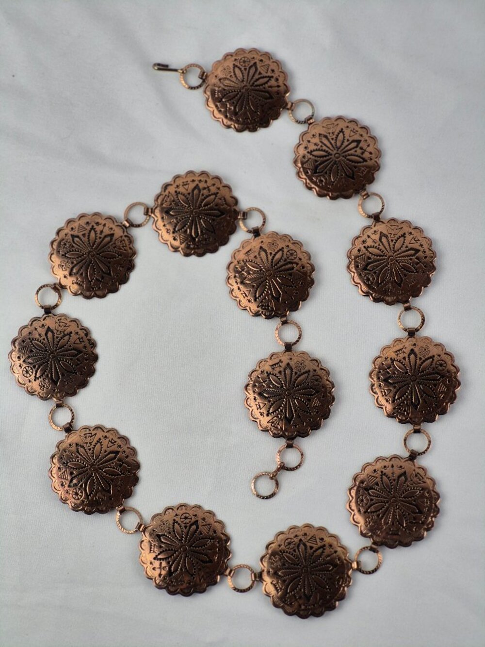 Vintage Native American Style Copper Tone Medallion Belt - Picture 1 of 10